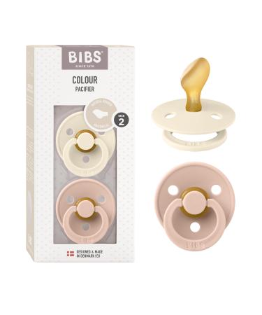 BIBS COLOUR Schnuller 2-pack BPA-free pacifier jaw-friendly shape.Natural rubber/latex made in Denmark.6-18 months (2 Pack) Ivory / Blush 6-18 months (2-pack) Ivory / Blush