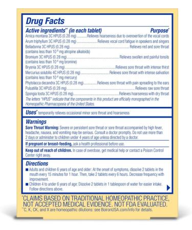 Boiron ThroatCalm Tabs - 100 Count for Pain Relief from Red Dry Scratchy Sore Throats and Hoarseness - Throat Calm Meltaway Tablets - Buy Online on GoSupps.com