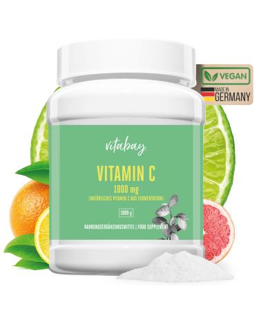Vitabay vitamin C powder high dose 1000 mg - 1kg vegan pure vitamin C powder - ascorbic acid vitamin C powder - ascorbic acid powder 1kg vitamin powder - vitamin C ascorbic acid vitamin powder 1 g (1 Pack)