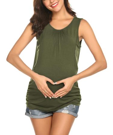 Unibelle Maternity Nursing Tank Top | Double Layer Sleeveless Pregnancy Shirt | S-XXL | C Green - Buy Online on GoSupps.com
