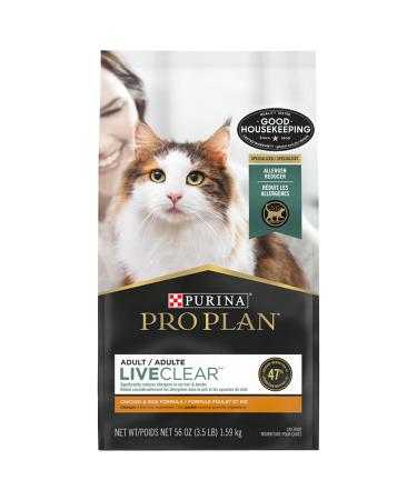 Purina Pro Plan Allergen Reducing, High Protein Cat Food, LIVECLEAR Chicken and Rice Formula - 3.5 lb. Bag