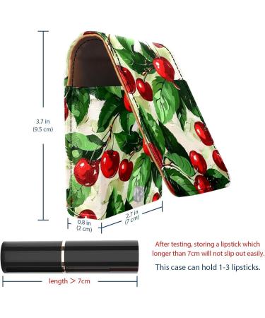 Travel Lipstick Organizer Case | Portable Makeup Bag with Mirror | Fruit Watercolor Cherry Design - Buy Online on GoSupps.com