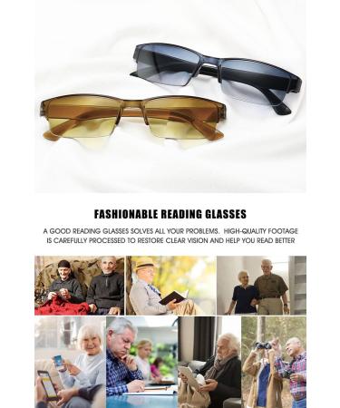 Vevesmundo Semi-Brown Plastic Rectangular Reading Glasses for Men & Women - International Shipping Available - Buy Online on GoSupps.com