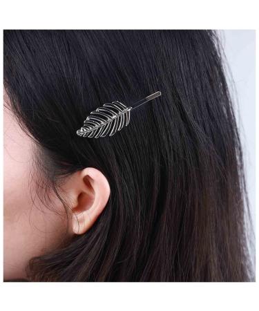Inilbran Boho Leaf Hairpin Clip Vintage Leaf Hairpin Barrette French Leaf Hair Clip Hairpin Silver Leaf Head Clips Decorative Bobby Pins Bridal Hair Accessories for Women and Girls Headdress