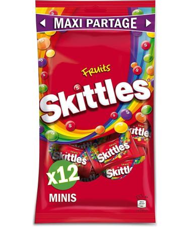 SKITTLES - Fruit Flavored Candies - Blackcurrant Lemon Lime Orange & Strawberry - 12 mini bags of 26g - 312g - Buy Online on GoSupps.com