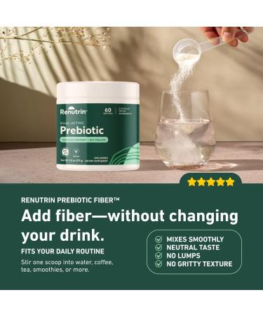 Renutrin - Dual-Acting Prebiotic - Great Source of Fiber - FODMAP Certified Promotes Regularity Gut & Metabolic Health Digestive and Immune Support - Unflavored - 1 Count - 60 Servings - Buy Online on GoSupps.com