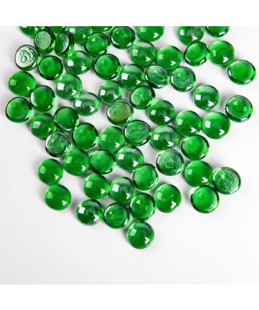 Hisredsun 290 pieces of glass pebbles 1.35 kg green flat marble pearls vase filler stones fire glass pebble stones artificial crystal gemstones decorative stones river pebbles for aquarium flowerpot 17-20mm 1.35kg green - Buy Online on GoSupps.com