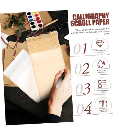 NUOBESTY Rice Paper Scroll Calligraphy Asian Silk Scroll Prop Chinese Paper Scrolls Office Hanging The Fabric Assorted Color 2 38X10X2.5CM - Buy Online on GoSupps.com