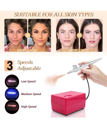 Pinkiou Airbrush Makeup Set with Mini Compressor - 0.4mm Needle and Nozzle for Face, Nail, and Body Paint - RED - Buy Online on GoSupps.com