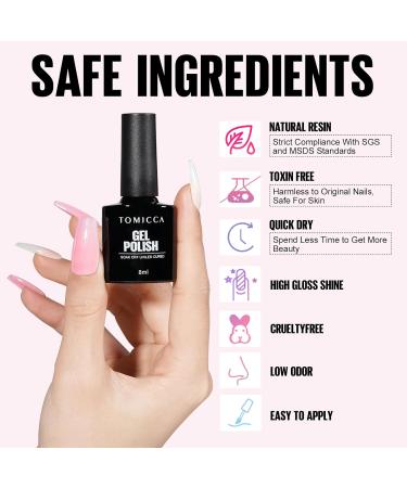 TOMICCA Nude Pink White Shimmer Gel Nail Polish Set - 4x8ML A116020 | Soak Off UV Kit for Home Manicure - Gift for Women Girls - Buy Online on GoSupps.com