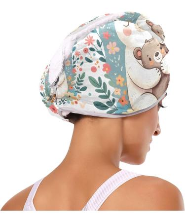 Cute Mom Hugging Baby Bear Hair Towel 2 Pack - Super Absorbent Quick Dry Hair Turbans for Women & Girls - Buy Online on GoSupps.com