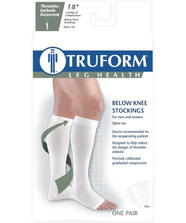 Truform Surgical Stockings - 18 mmHg Compression Knee High Open Toe Unisex White Medium - 1 Pair for Optimal Health & Comfort - Buy Online on GoSupps.com