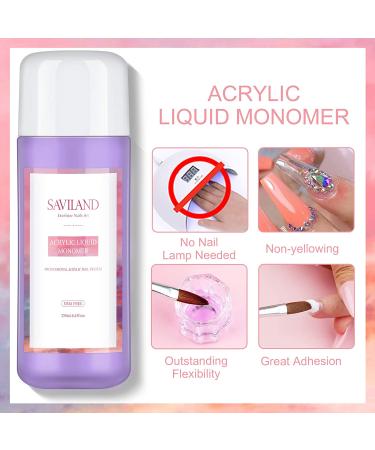 Saviland 8 OZ Professional Acrylic Liquid Monomer - Fast Setting, Non-Yellowing MMA Free Formula for Acrylic Nail Extensions - Buy Online on GoSupps.com