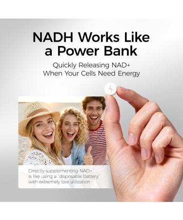 Helevated NADH 20mg Tablets 60 Tablets Boost NAD+ Levels Support Cellular Energy & Reduce Fatigue Nicotinamide Adenine Dinucleotide Vegetarian Tablets - Buy Online on GoSupps.com