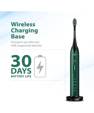Wagner & Stern Ultrasonic Whitening Toothbrush with Pressure Sensor - 5 Brushing Modes, 4 Intensity Levels, 3D Sliding Control - Premium Travel Case Included (Green) - Buy Online on GoSupps.com