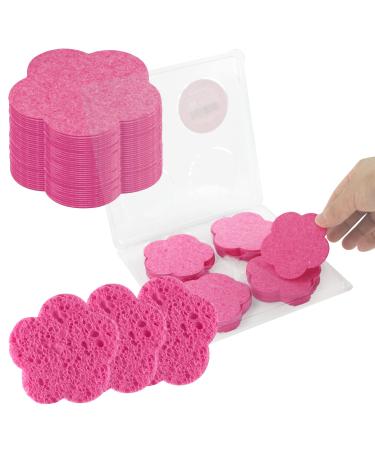 Facial Sponges Cute Flower Shape Compressed Facial Sponges Natural Facial Cleansing Sponges Pads Exfoliating Sponges for Cleansing Reusable Best Makeup Gift 50-count Pink 50- Pack Pink