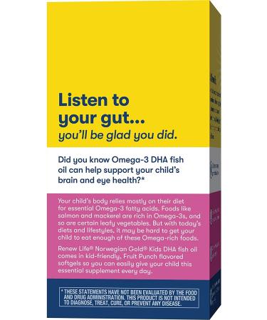 Renew Life Norwegian Gold Kids DHA 200mg - Fruit Punch Chewable Softgels (60 Count) - Buy Online on GoSupps.com