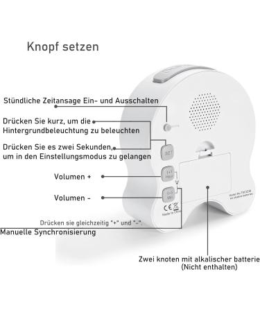 Hearcent Speaking Alarm Clock for Blind & Visually Impaired - German Voice Background Lighting 5 Alarms - Ideal for Seniors (Green) - Buy Online on GoSupps.com