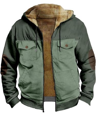 Shop Hanxiulin Oversized Plush Jacket for Men - Warm Lined Fleece Hiking & Winter Coat - Windproof & Casual Fashion - Available in Green XL - Buy Online on GoSupps.com