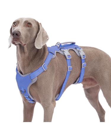 Huntboo escape dishes for dogs dog harness without escaping dog dishes without pulling for large dogs with handle reflective durable adjustable vest for walks training (Vista blue XL) Vista blue extra size (pack with 1)