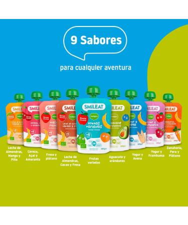 Smileat Organic Fruit Pouch no added salt or sugar gluten-free. Convenient snack for children avocado and blueberry flavor. - Buy Online on GoSupps.com