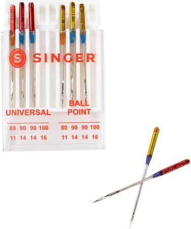SINGER 04800 Universal Regular Point and Ball Point Sewing Machine Needles - Assorted Sizes 80/11, 90/14, 100/16 - 8 Count - Buy Online on GoSupps.com