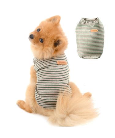 Paidful British little dog shirt striped cat vest top soft cotton t-shirt for boys pet-t-shirt summer puppy chihuahua yorkie clothing tank tops M: back length: 25cm/9.5 " Bust: 37cm/14.5 "green