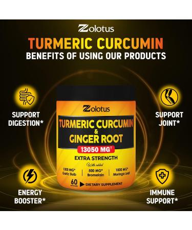 6-in-1 Turmeric Curcumin with Ginger Capsules - 13050mg Equivalent, Joint Support, Anti-Inflammatory, 60 Count - Buy Online on GoSupps.com