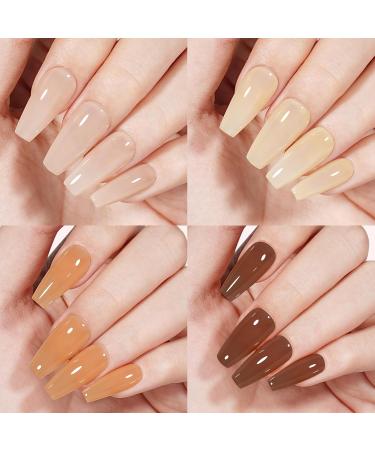 TOMICCA 4PCS Nude Brown Caramel Gel Nail Polish Set - Autumn Soak Off Gel Nail Art Kit 8ML - Buy Online on GoSupps.com