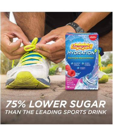 Emergen-C Hydration+ Sports Drink Mix With Vitamin C (18 Count  Raspberry Flavor)  Electrolyte Replenishment  0.33 Ounce Powder Packets Raspberry 0.33 Ounce (Pack of 18) - Buy Online on GoSupps.com
