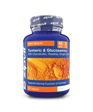 Zipvit Glucosamine and Chondroitin High Strength Complex with Turmeric Vitamin C Rosehip Ginger & Zinc. Joint Supplements 90 Capsules