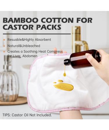 2 Pack Castor Oil Pack Wrap Organic Cotton for Liver Detox Reusable Castor Oil Compress Highly Absorbent Anti Oil Leak(Oil are Not Include) Pink Magnolia - Buy Online on GoSupps.com