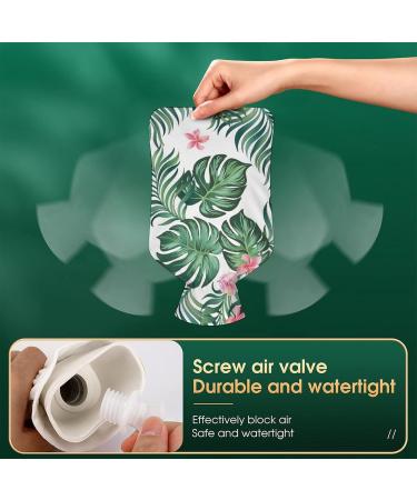 Tropical Leaf Hot Water Bottle with Plush Cover - Hand Warmer for Adults & Children | 26.5x15.3cm - International Shipping Available - Buy Online on GoSupps.com