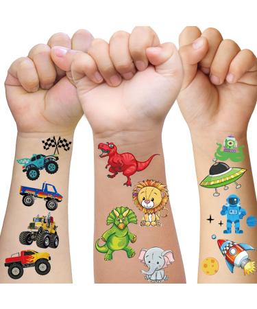 60 Sheets 820 Styles Temporary Tattoos for Boys  Mixed Styles Waterproof Tattoo Stickers for Kids Birthday Party Supplies - Dinosaur/Robot/ Truck/Space