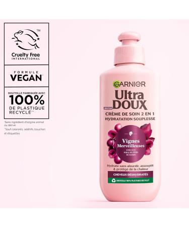 Garnier Ultra Doux Vignes Merveilleuses pour Cheveux D shydrat s - Cr me de Soin 2-en-1 Hydratation Souplesse - l'huile de p pin de raisin - 200 ml - Homme & Femme 2en1 Vignes Merveilleuses - Buy Online on GoSupps.com