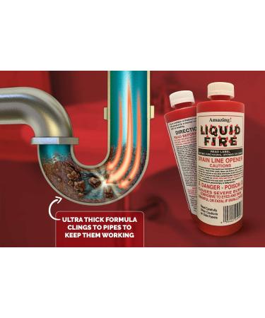 Liquid Fire Drain Line Opener 32oz - Powerful Drain Cleaner - Buy Online on GoSupps.com