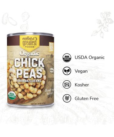Organic Canned Chickpeas (Garbanzo Beans) - 12-Pack  15 Ounce - Ready To Serve - GMO-Free  Kosher - Nature's Greatest Foods - Buy Online on GoSupps.com