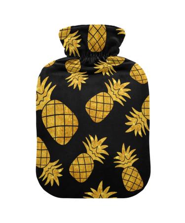Heat bottle with reference 2 l of durable warm-up bag for handwheel warmers shoulder and neck pain cramps heating press and heat therapy pattern from retro-golden ananas black