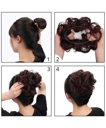 Messy Hair Bun Scrunchie Extension - Curly Wavy Updo for Women (Natural Black) - Buy Online on GoSupps.com
