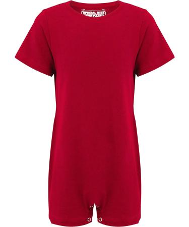 Kaycey L Red Short Sleeve Bodysuit for Special Needs Kids | Snap Button Vest | Soft Cotton-Elastane Fabric - Buy Online on GoSupps.com