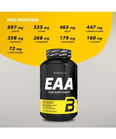 Biotechusa EAA Capsules - 3200mg Essential Amino Acids | All 9 Essential | 200 Capsules - International Shipping - Buy Online on GoSupps.com