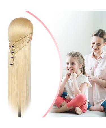 28-Inch Synthetic Hair Styling Training Head for Hairdressers - Free DIY Braided Set Included (Blond) - Buy Online on GoSupps.com