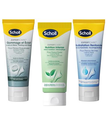 Scholl Intense Nutrition Foot Creams 75 ml - Scrub Cream 75 ml - Soothing Moisturizing Cream 75 ml