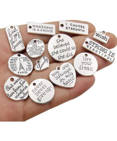 WOCRAFT 40pcs Inspiration Words Charms for DIY Jewelry Making - Crafting Pendants for Necklace & Bracelet (M331) - Buy Online on GoSupps.com