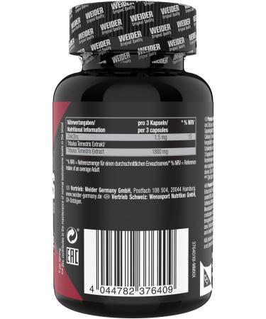 Weider Premium Tribulus Capsules - High-Dose 1 800 mg Tribulus Terrestris 90% Saponins Zinc Boost Fitness Support - 90 Capsules for Optimal Performance - Buy Online on GoSupps.com