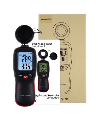 Digital Light Meter with Data Record, Backlight, Lux & Temperature Meter - 0-200,000 Lux/FC Measurement Range - MAX/MIN/Hold Function - Buy Online on GoSupps.com