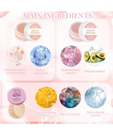 Henjunu 2pcs Under Eye Brightener 10g x 2 and Setting Powder including powder puff and concealer brush brightening concealer color corrector for dark circles dark circle coverage brightening - Buy Online on GoSupps.com