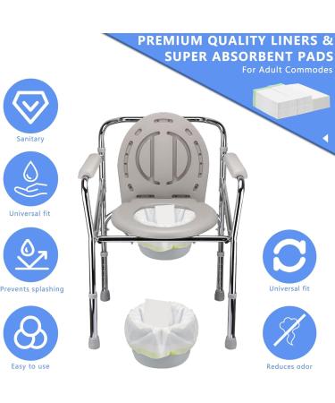 Fengle 60 Pack Commode Liners with Absorbent Pads - Portable Toilet Bags for Seniors, Disabled, Camping - Bedside Chair Buckets & Bedpans - Buy Online on GoSupps.com