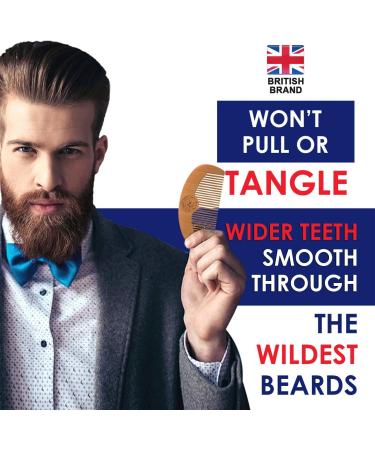 Gentlemans Face Care Club Vegan Friendly Beard Comb - Handmade Wooden Comb for Snag Free Moustache and Beard Care - Pocket Size with FREE Storage Bag - Ideal for Beard Oil or Wax - Buy Online on GoSupps.com