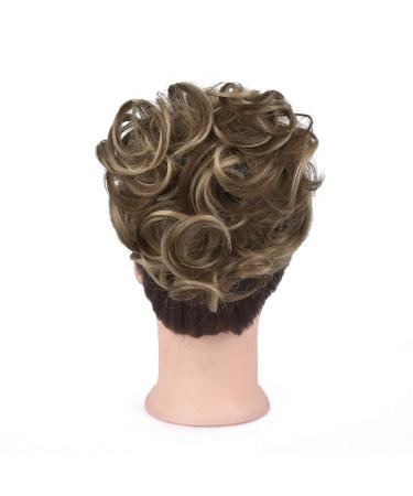 Girls Wave Curly Hair Bun Chignon Scrunchy Extension Ponytail Updo - Ash Blonde & Medium Golden Brown Mixed -60 - Buy Online on GoSupps.com